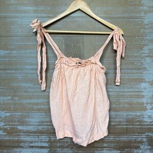J. Crew Tie 100% Linen Tank Peach Beachy Boho Laggen Look Classic Womens S